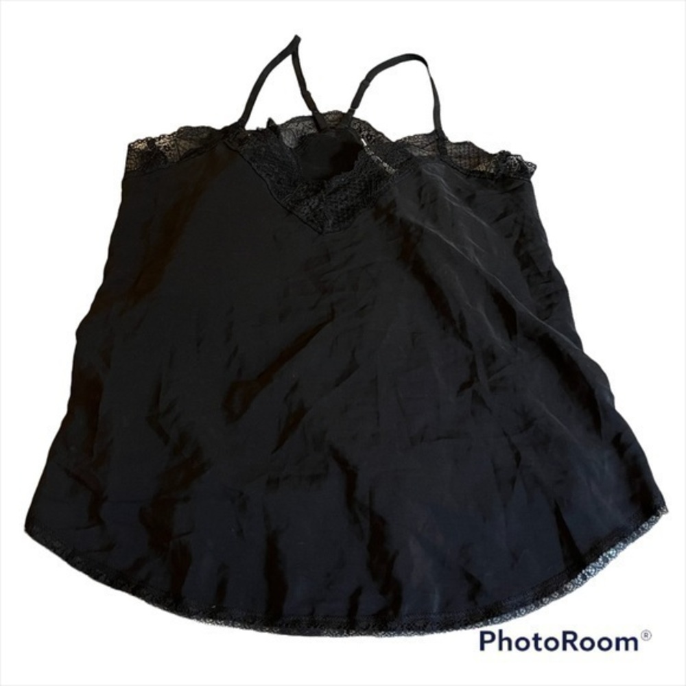 Built by dreamers black lightweight tank top with lace trim detail